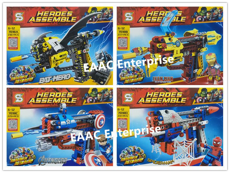 Avengers Spiderman Iron Bat Heroes Assemble Toy Gun Bricks Blocks