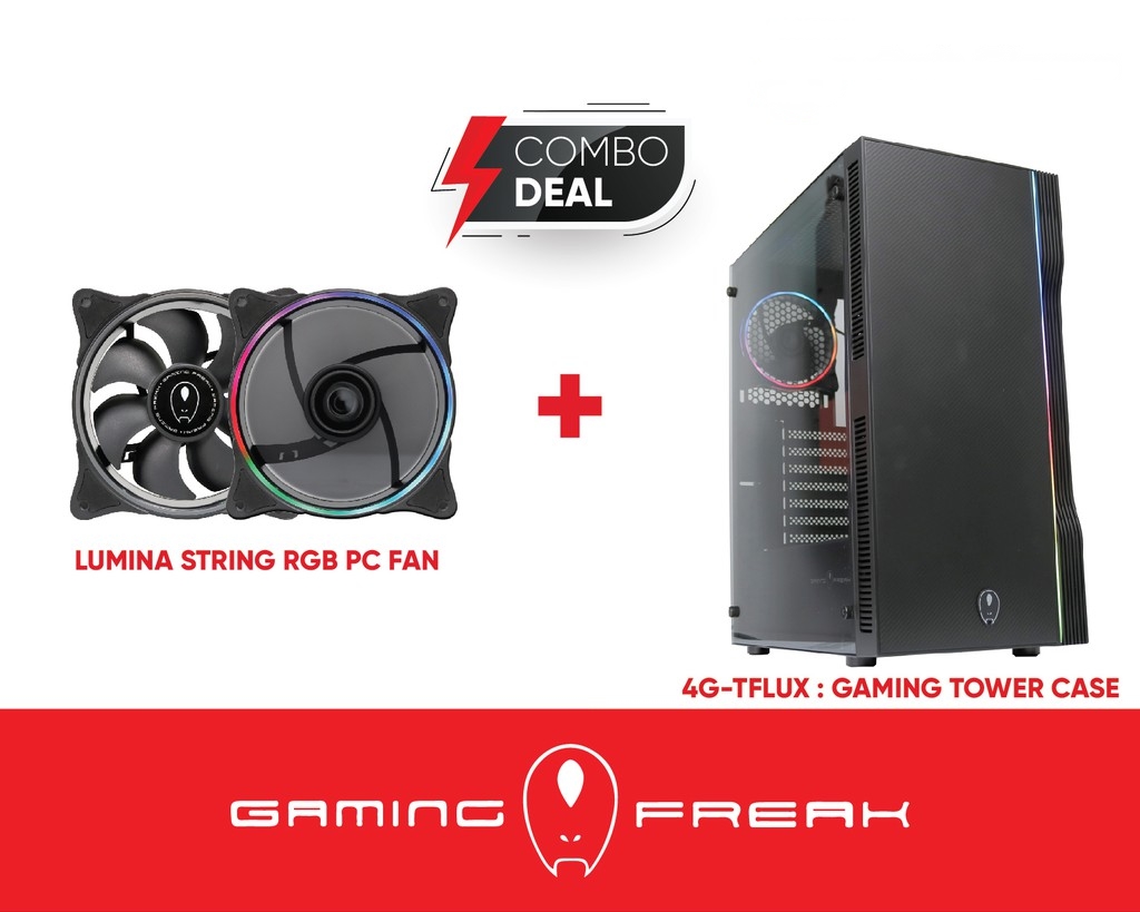 AVF 4G TFLUX GAMING TOWER CASE WITH TEMPERED GLASS RGB PC CPU DESKTOP CHASSIS 