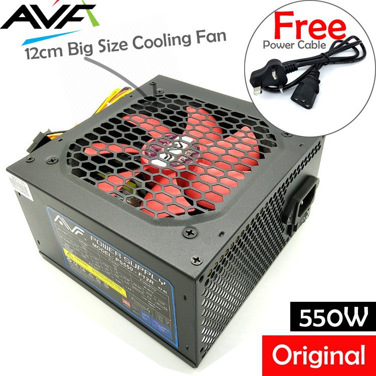AVF 550W Power Supply with 12cm Big Size Cooling Fan