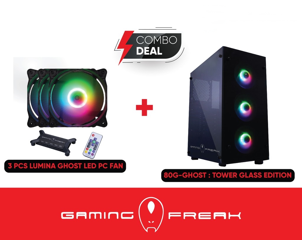 AVF GAMING FREAK 80G GHOST TEMPER GLASS TOWER FANS  &amp; RGB CONTROL INCLUDE 