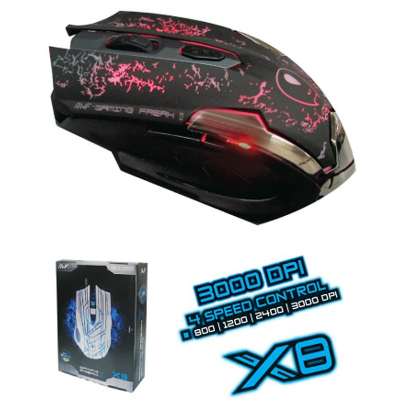AVF X8 GAMING FREAK ii 6D WIRED LASER MOUSE 3000DPI AGM-X8 USB PC CPU COMPUTER