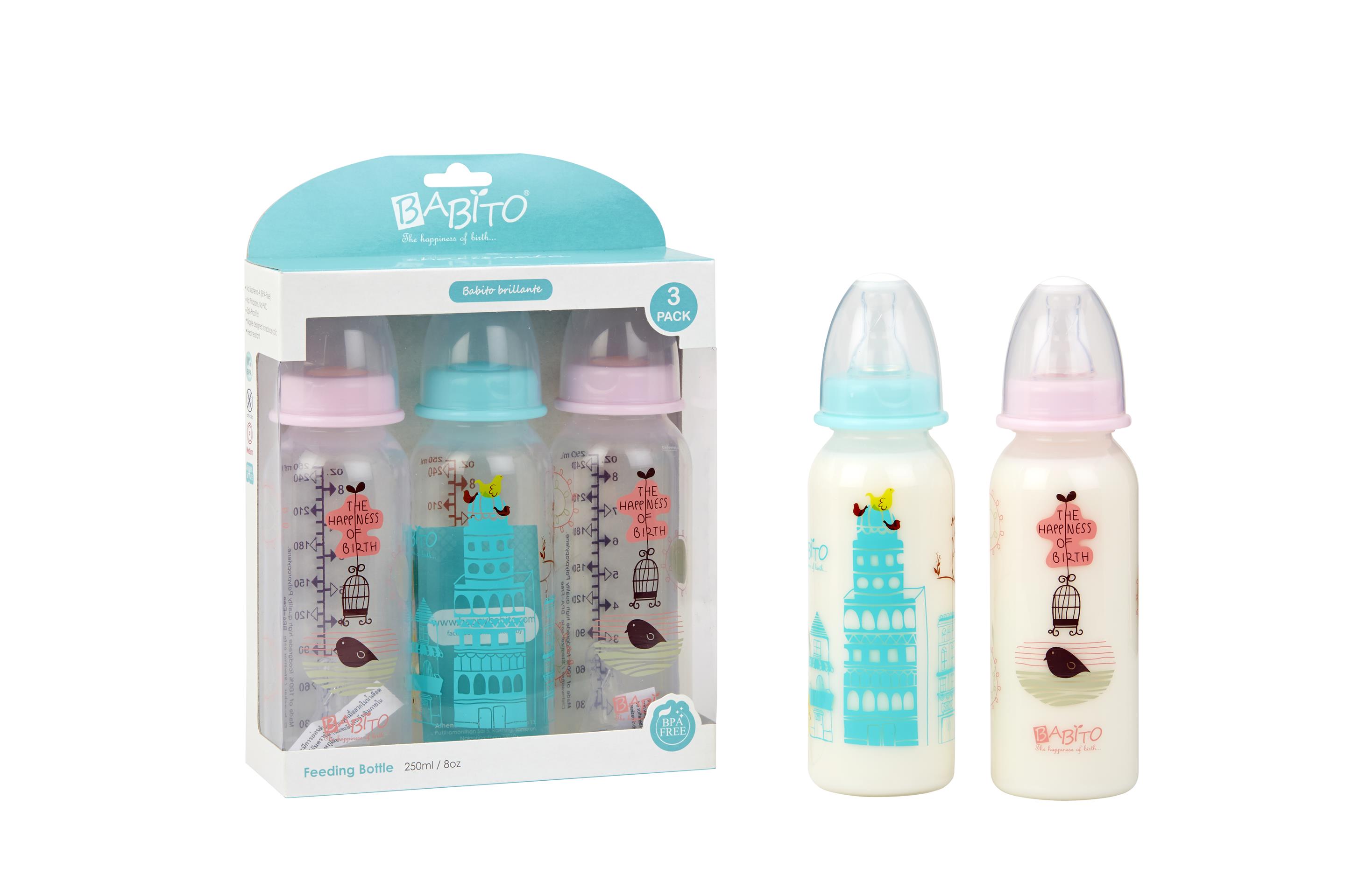 Babito Baby Feeding Bottle 8oz/240ml 3 in 1 Set (Pink)