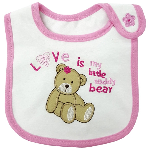 Baby Bibs - Pink Teddy Bear (1pc)