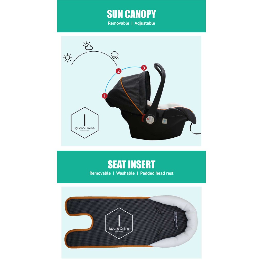 Baby Car Seat With Adjustable Canopy - New Blue