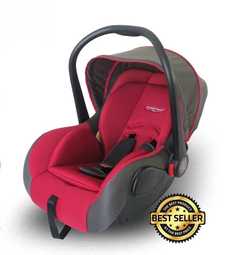 Baby Car Seat With Adjustable Canopy - Red
