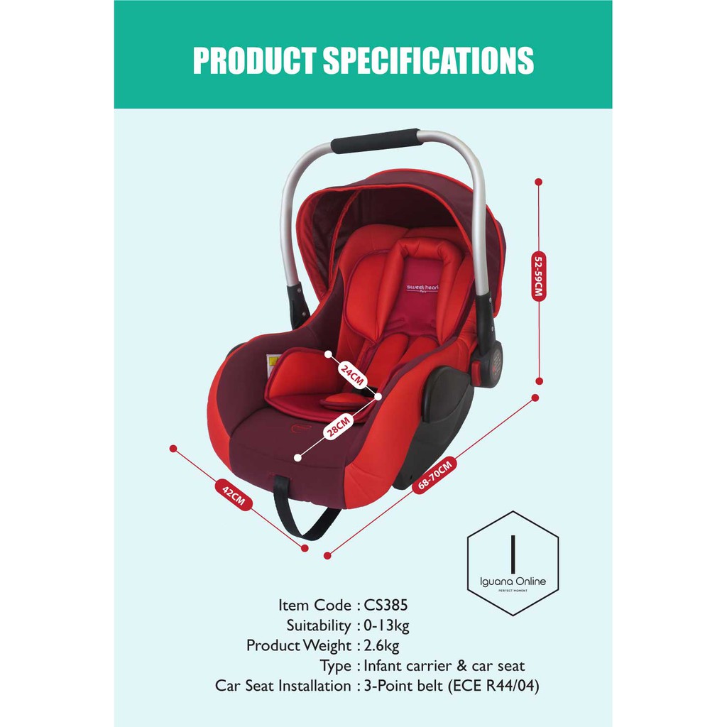 Baby Car Seat With Aluminum Handle - Red