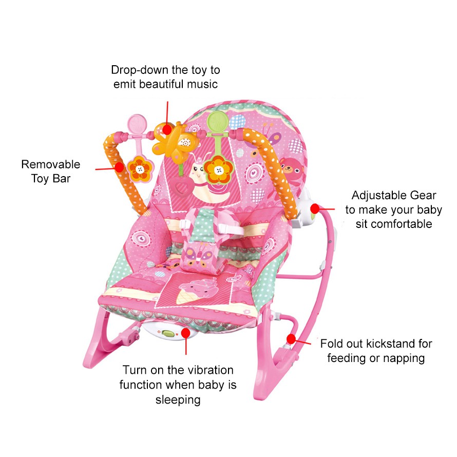 Baby Rocker Bouncer Born Toddler Music Chair Wt Safety Belt TOY