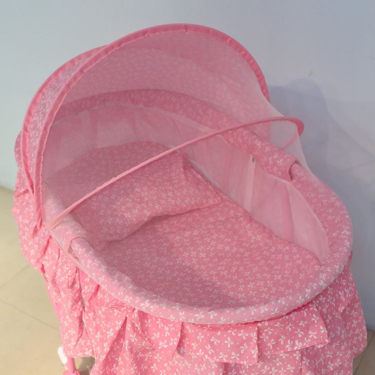Baby Rocking Cradle Bed With Wheel And Pillow Cradle Artifact #9731