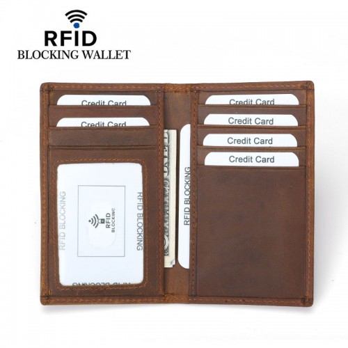 Bag Genuine DKER Leather Men RFID Blocking Casual Men Long Wallet Purse 370
