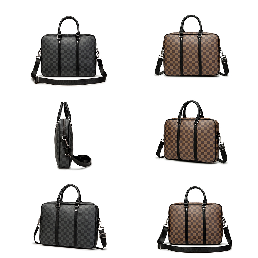Bag Leather Business Sling Bag Casual Messenger Beg Shoulder Bag Black and Bro