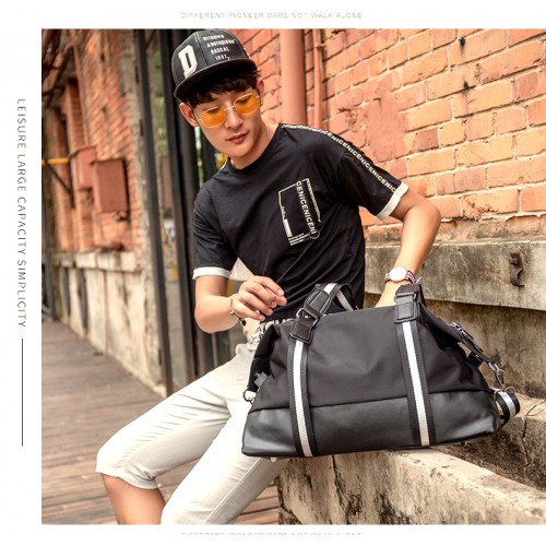 Bag Men Leather Canvas Casual Shoulder Messenger Business Hand Carry Beg