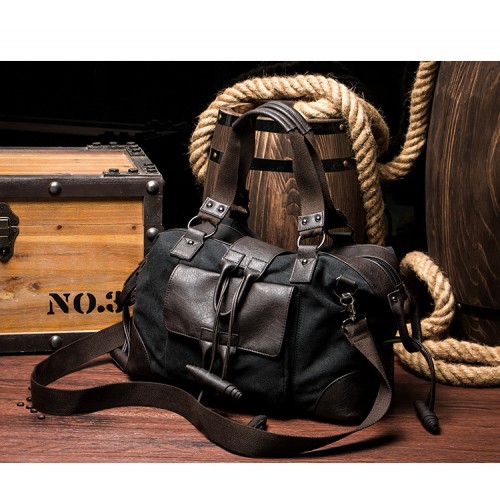 Bag MEN Leather Canvas Sling Messenger Business Casual Handbag Shoulder Beg