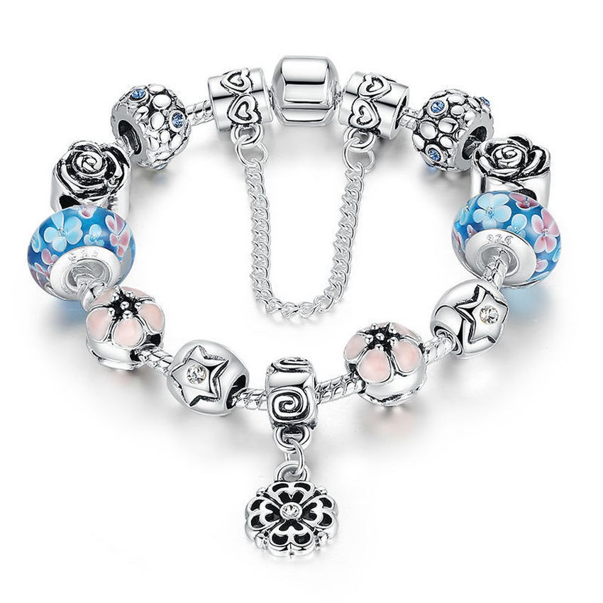 Bamoer 925s Silver Charm Bracelet With Murano Glass