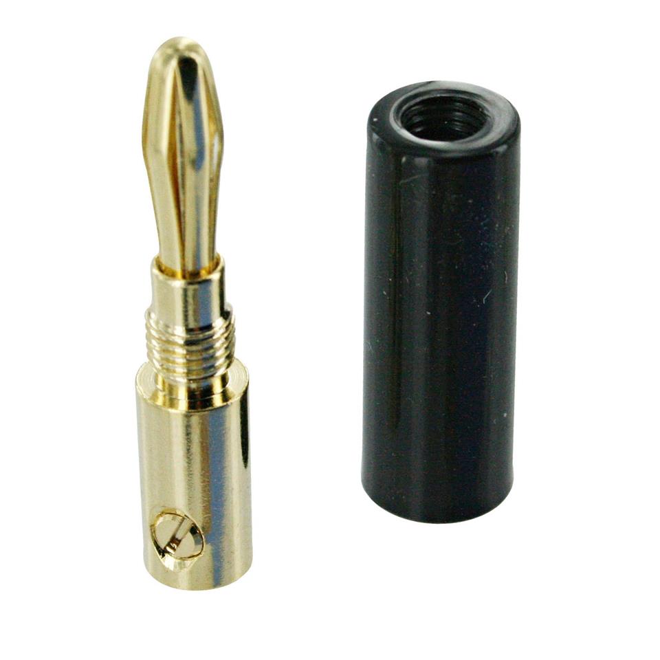 Banana Plug Connector Male Gold Plated 4mm (Black)
