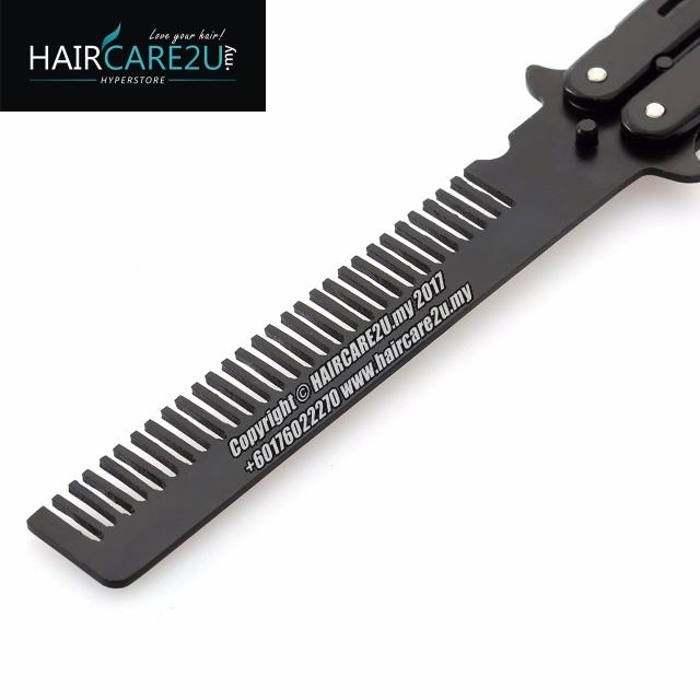 Barber Stainless Steel Balisong Style Butterfly Switch Comb for Pomade
