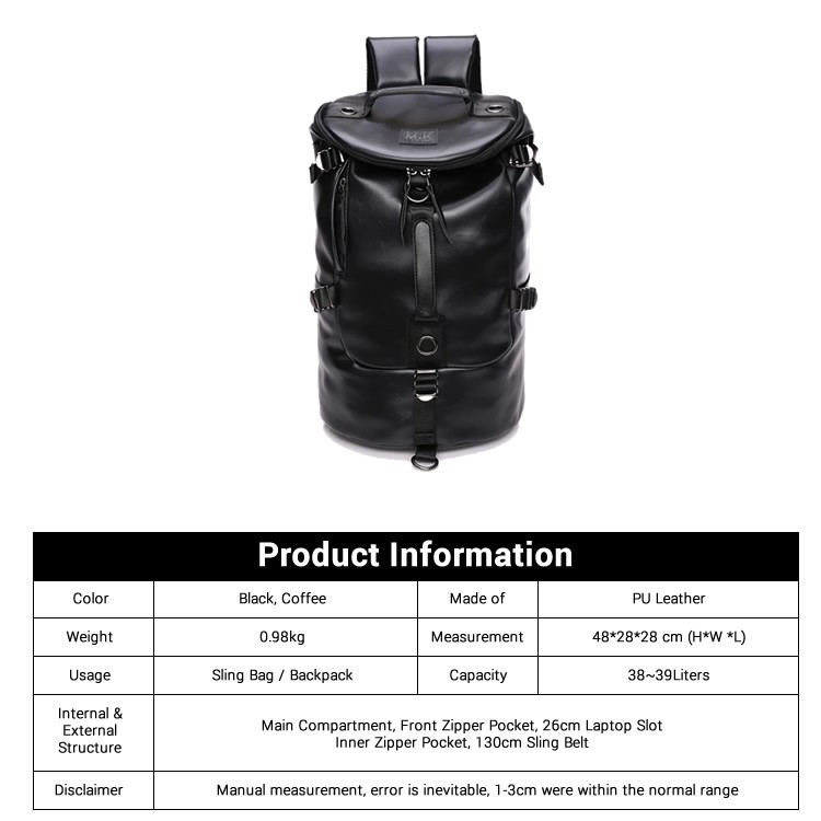 Barrel Korean Stylish 3 Ways Carrying Leather Weekender Backpack