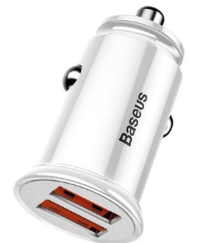 BASEUS IN-CAR DUAL USB QC3.0 30W CIRCULAR PLASTIC CHARGER (CCALL-YD02)..