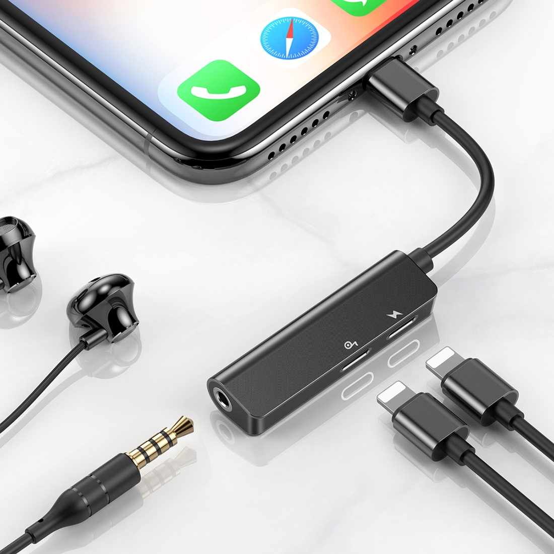 Baseus L52 3 in 1 iPhone Audio Lightning Charging Adapter Splitter 3.5