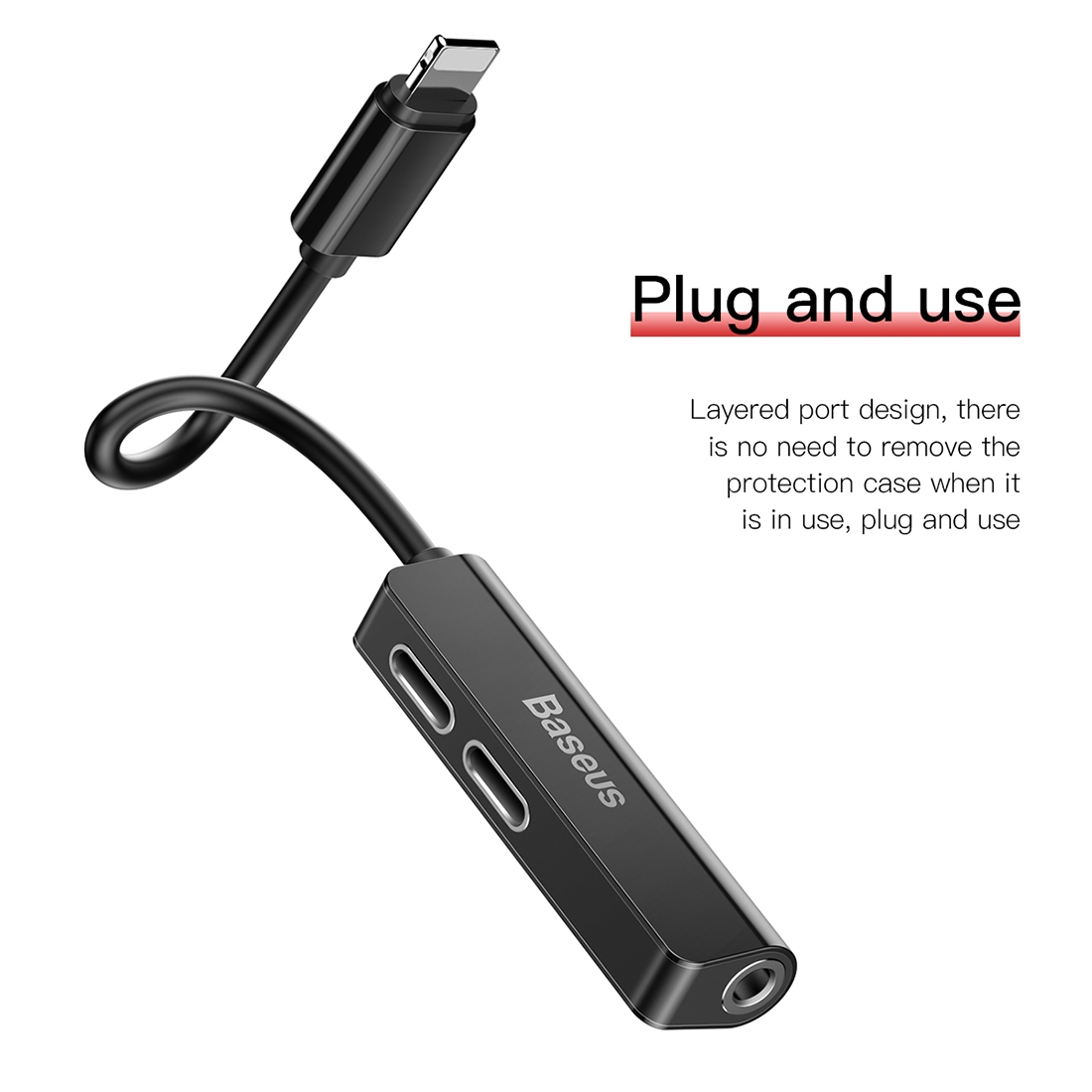 Baseus L52 3 in 1 iPhone Audio Lightning Charging Adapter Splitter 3.5