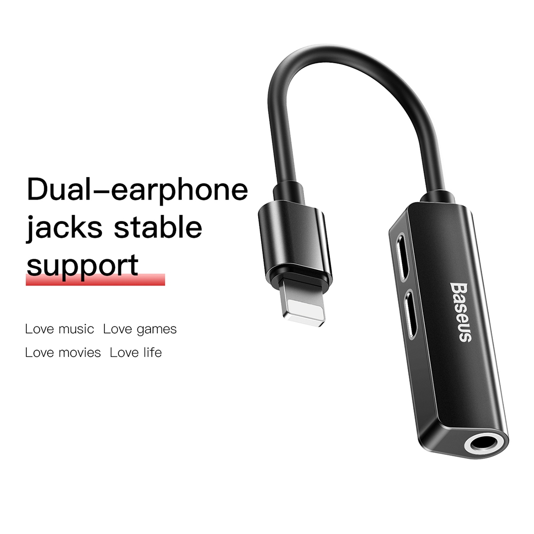 Baseus L52 3 in 1 iPhone Audio Lightning Charging Adapter Splitter 3.5