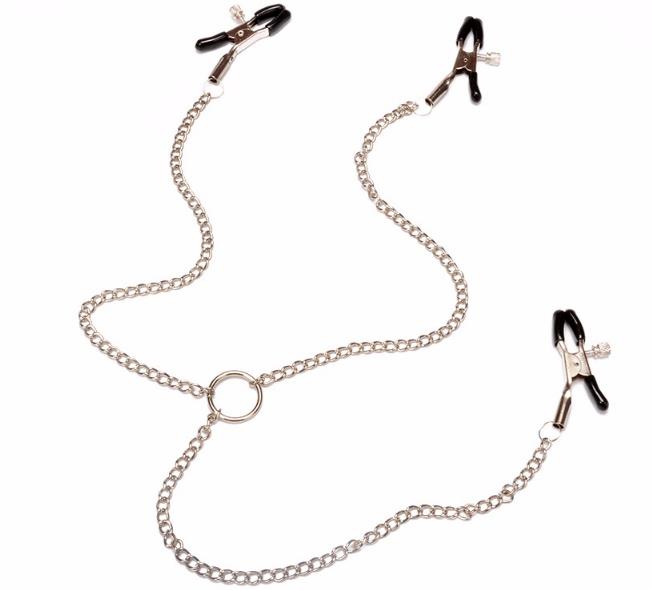 BDSM Roleplay SM Adjustable Nipple Clamp Labia Breast With Chain Clip