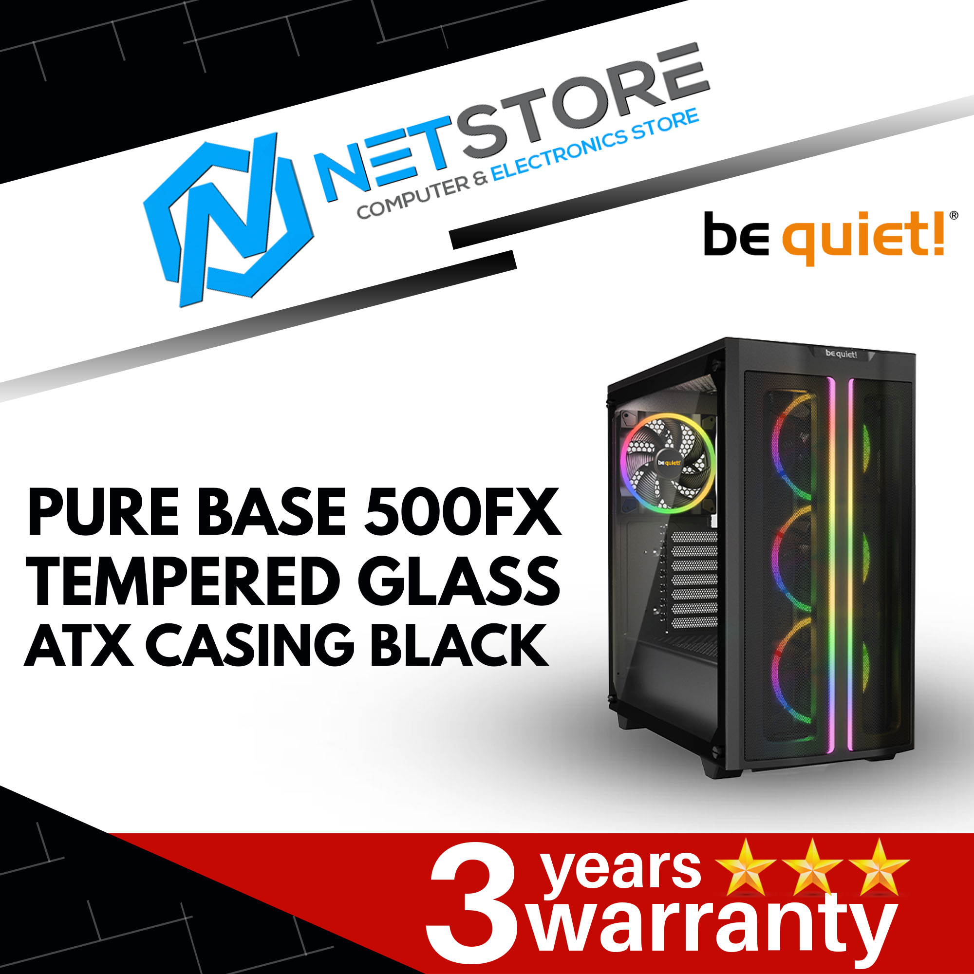BE QUIET! PURE BASE 500FX TEMPERED GLASS ATX CASING BLACK - BGW43