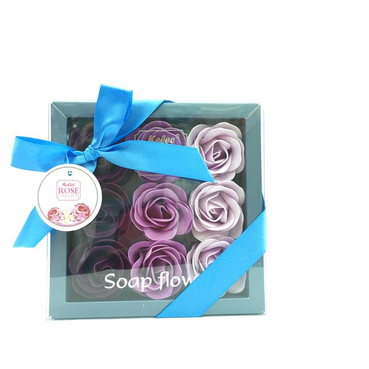 Beautiful Purple Rose Flowers In Box 9pc