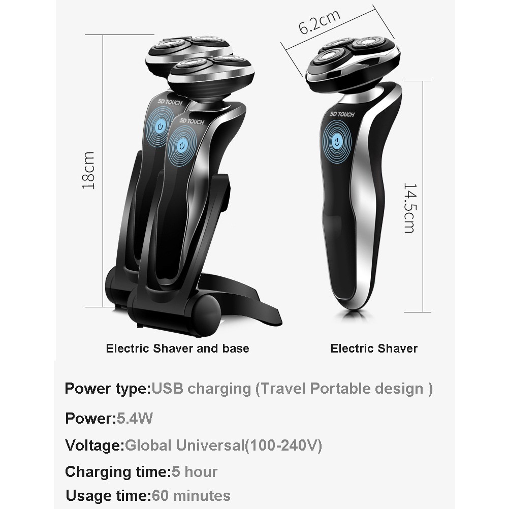 BEISIWO 4 In 1 Electric Shaver With Wet And Dry Shaving, Nose And Ear Trimmer