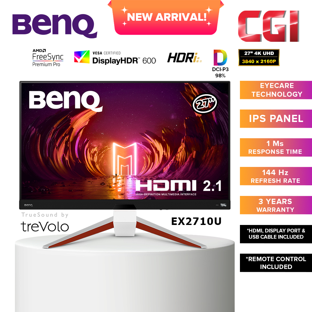 BenQ Mobiuz 27&quot; EX2710U IPS 4KUHD 144Hz 1ms Premium Pro Trevolo Sound