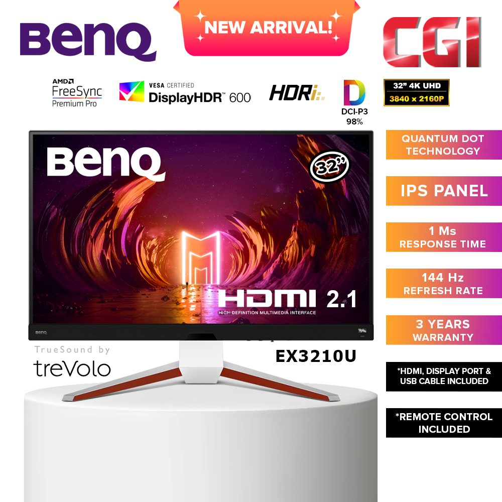 BenQ Mobiuz 32&quot; EX3210U 4KUHD 144Hz 1ms Premium Pro Mic Gaming Monitor