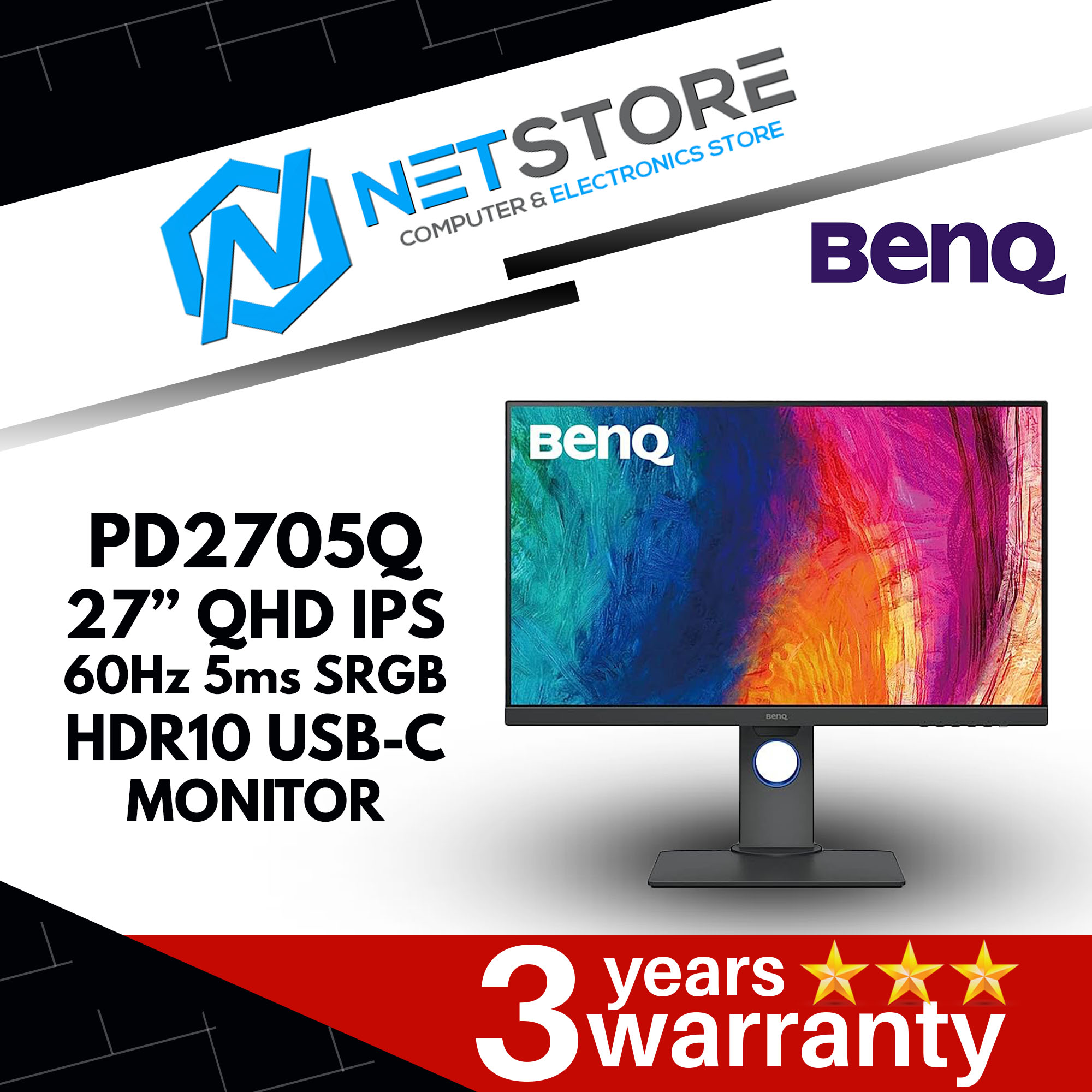 BENQ PD2705Q 27&#8221; QHD IPS 60Hz 5ms SRGB HDR10 USB-C MONITOR