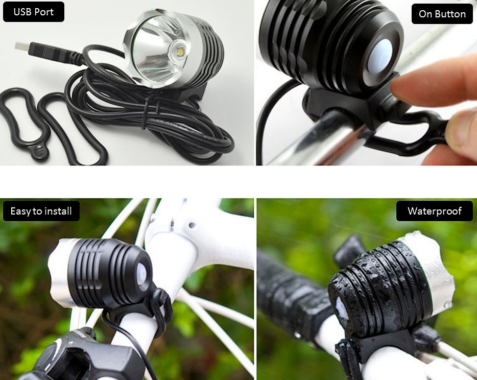 Bicycle Light UltraBright USB CREE XM-L2 T6 1200LM LED Outdoor Cycling