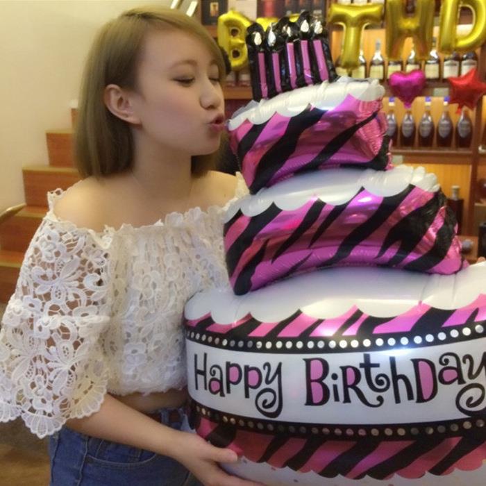 Big Happy Birthday Cake Balloons Aluminium Foil Balloon Birthday Decor