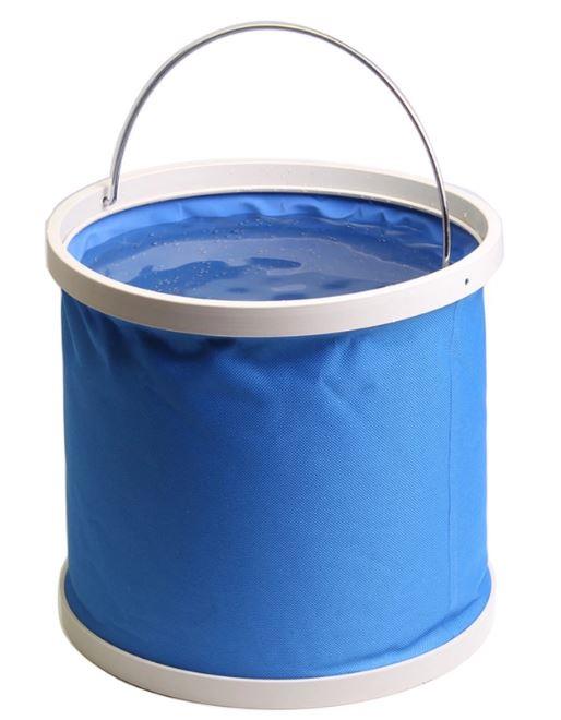 Big Volume Folding Camping Barrel Car Washing Oxford Bucket Blue 11L