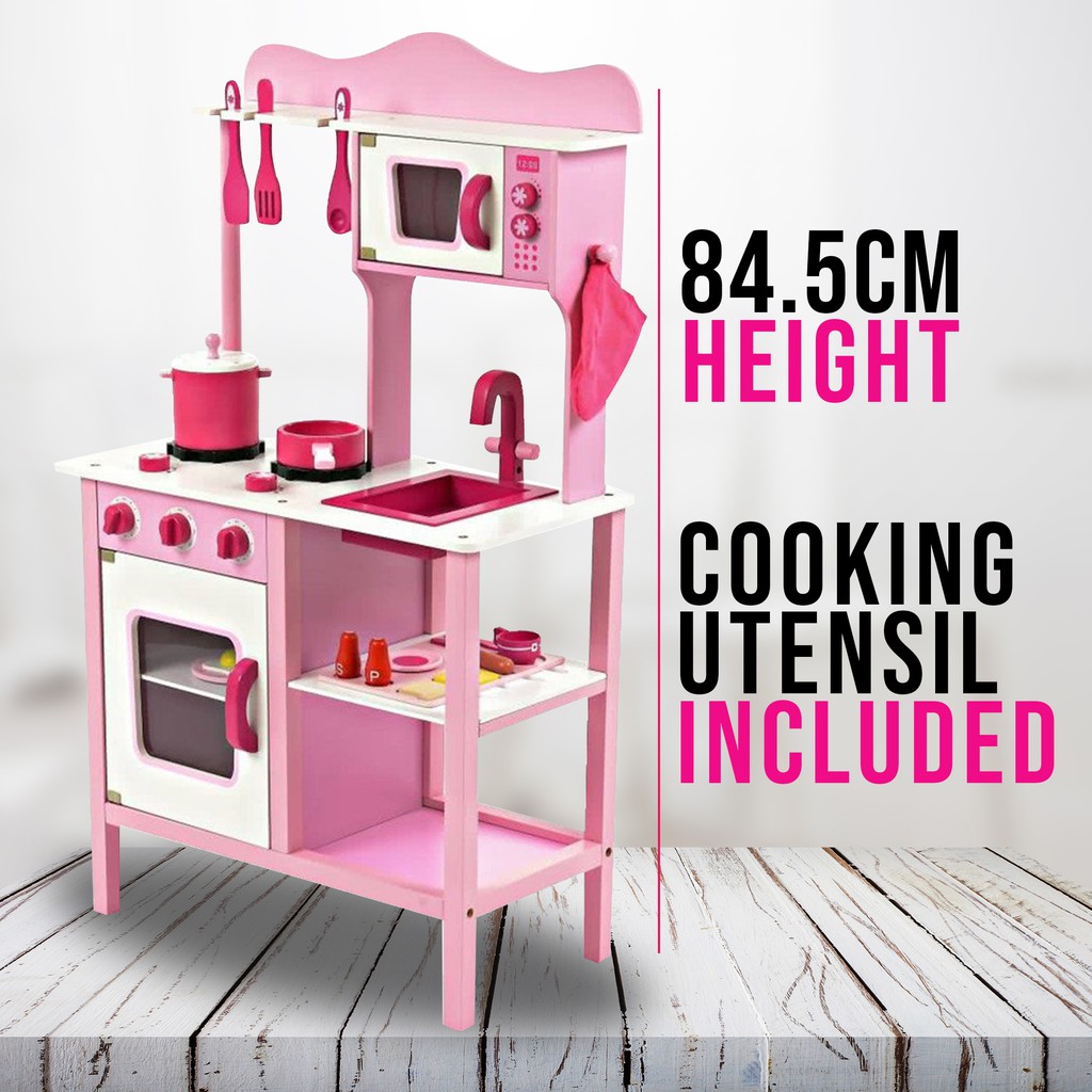 BIG Wooden Pretend Play Kitchen Toy Playset Cooking For Children