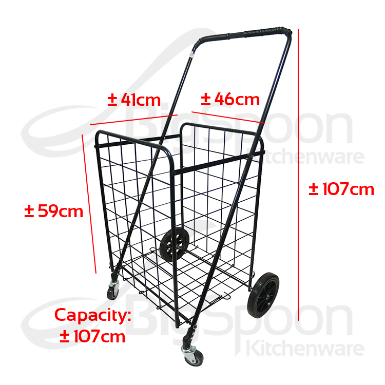 BIGSPOON 100L Large Metal Shopping Trolley Cart with Basket and Wheel