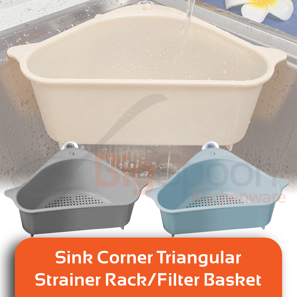 BIGSPOON SA00071 Multipurpose Kitchen Sink Corner Strainer Rack Basket