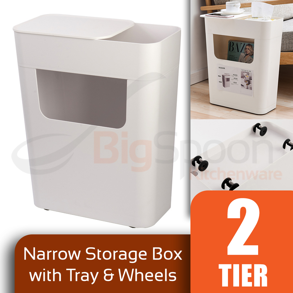 BIGSPOON SB00033 Designer 2-Tier Narrow Storage Box Coffee Table