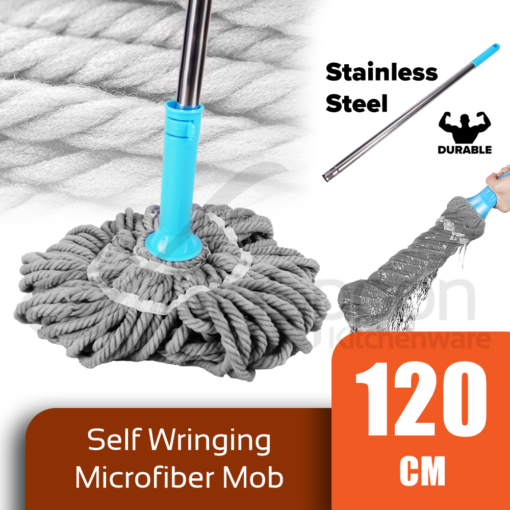 BIGSPOON Self Twisting Easy Squeeze Microfiber Mop Hand Free Wringing