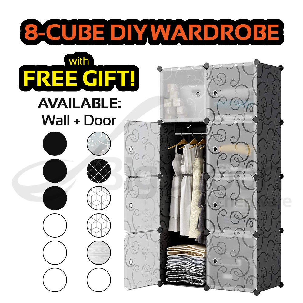 BIGSPOON Wardrobe Cube Cabinet Cubes 8 Cube Wardrobe Cabinet Storage
