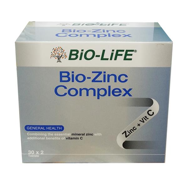 BIO-LIFE Bio-Zinc Complex Mineral Zinc with Vitamin C 2 x 30 Tablets