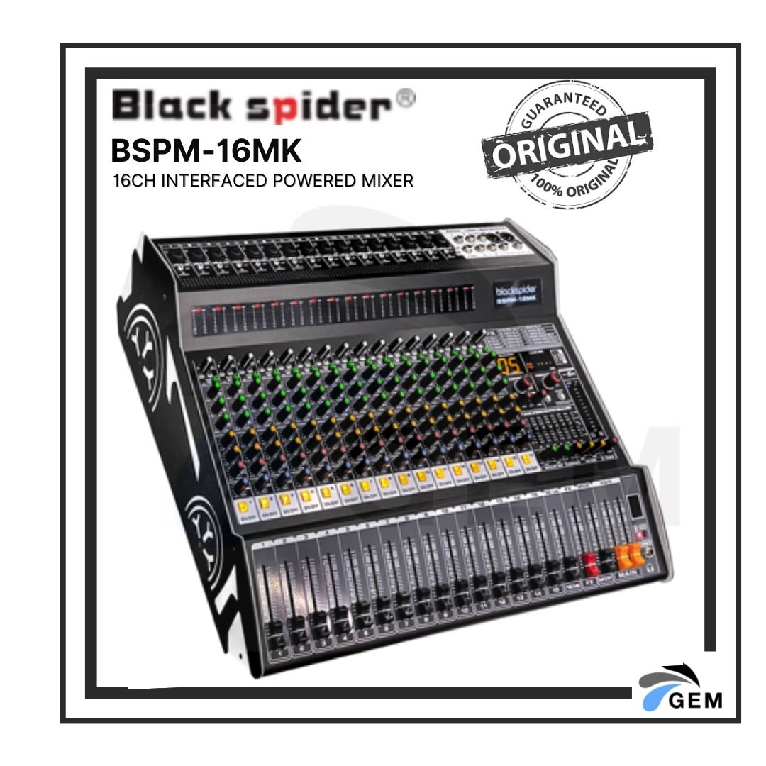 BLACK SPIDER 16CH INTERFACED POWERED MIXER (BSPM-16MK)