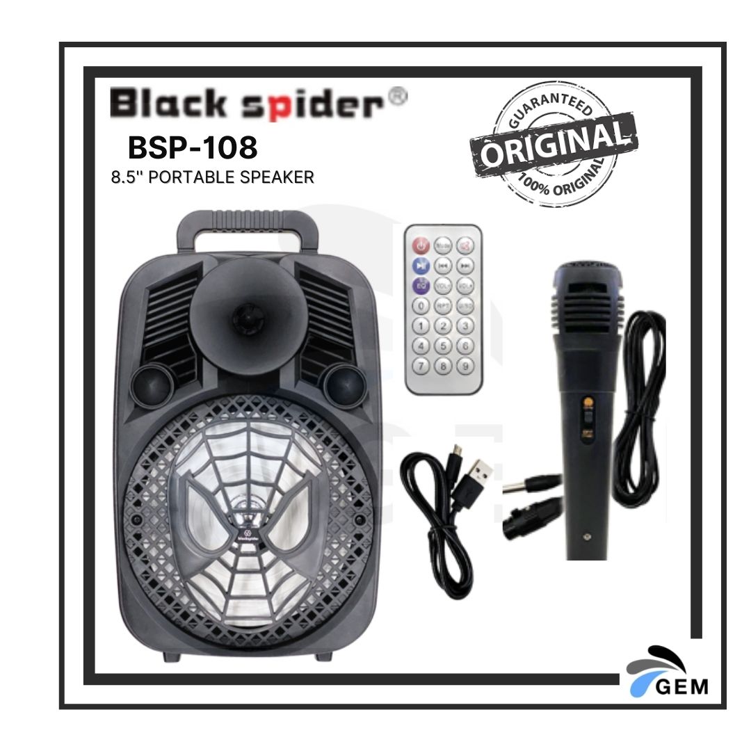 BLACK SPIDER 8.5&#39;&#39; PORTABLE SPEAKER (BSP-108)