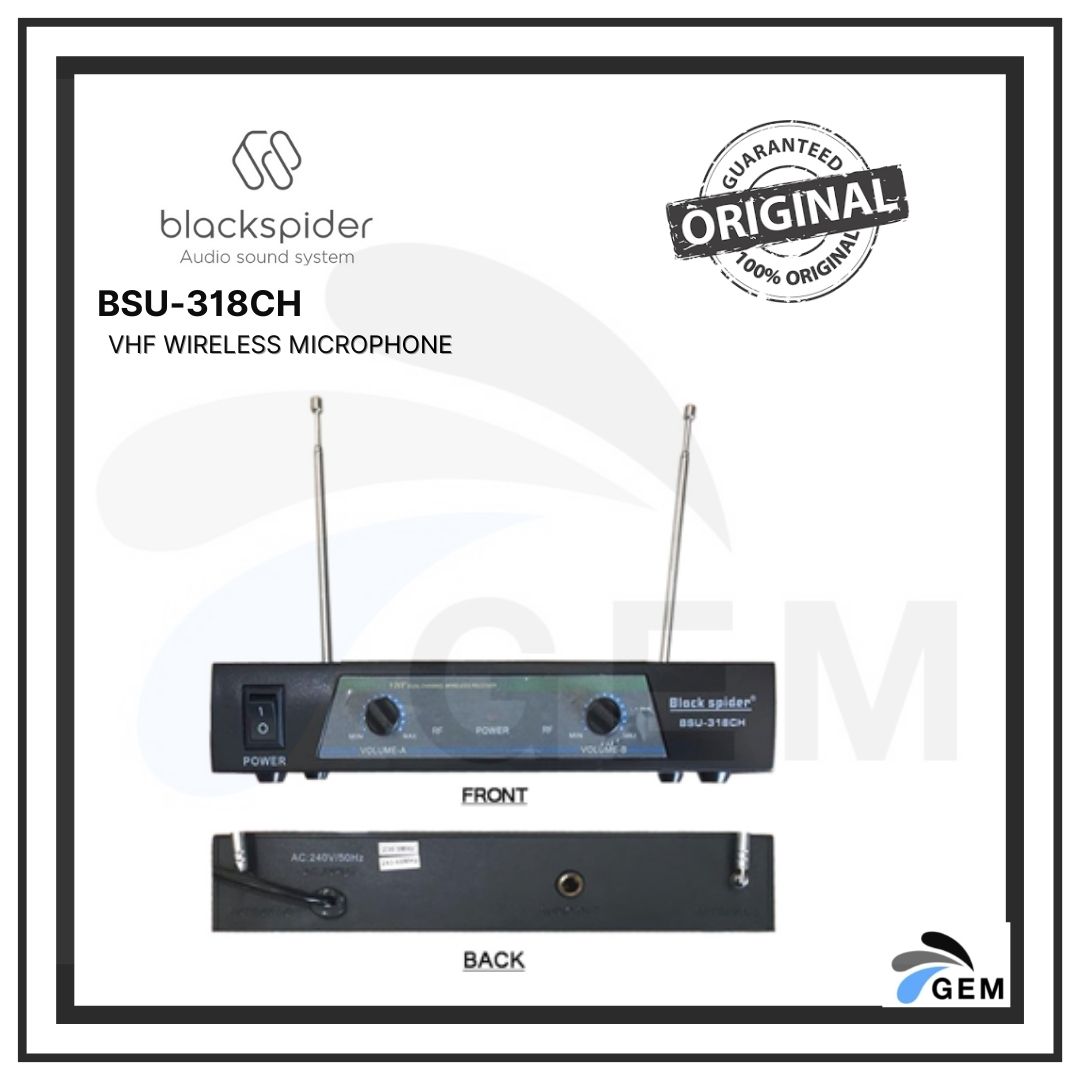 BLACK SPIDER VHF DUAL CHANNEL WIRELESS MICROPHONE (BSWM-721H)