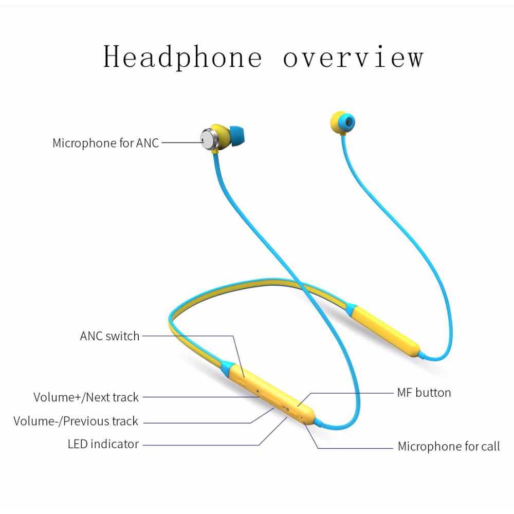 Bluedio TN Active Noise Cancelling Sports Bluetooth Wireless Headphone Earphon