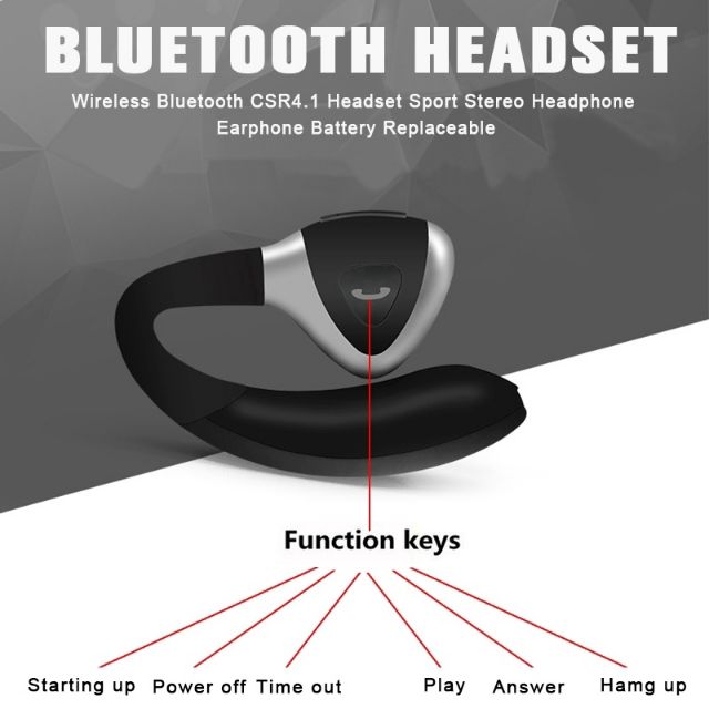 Bluetooth CSR4.1 Headset Sport Stereo Earphone Backup Battery Replaceable