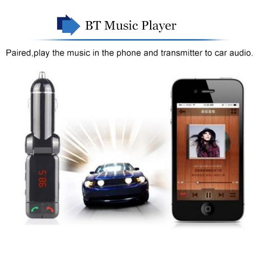 Bluetooth FM Transmitter MP3 Player With 2.1A USB Phone Charger