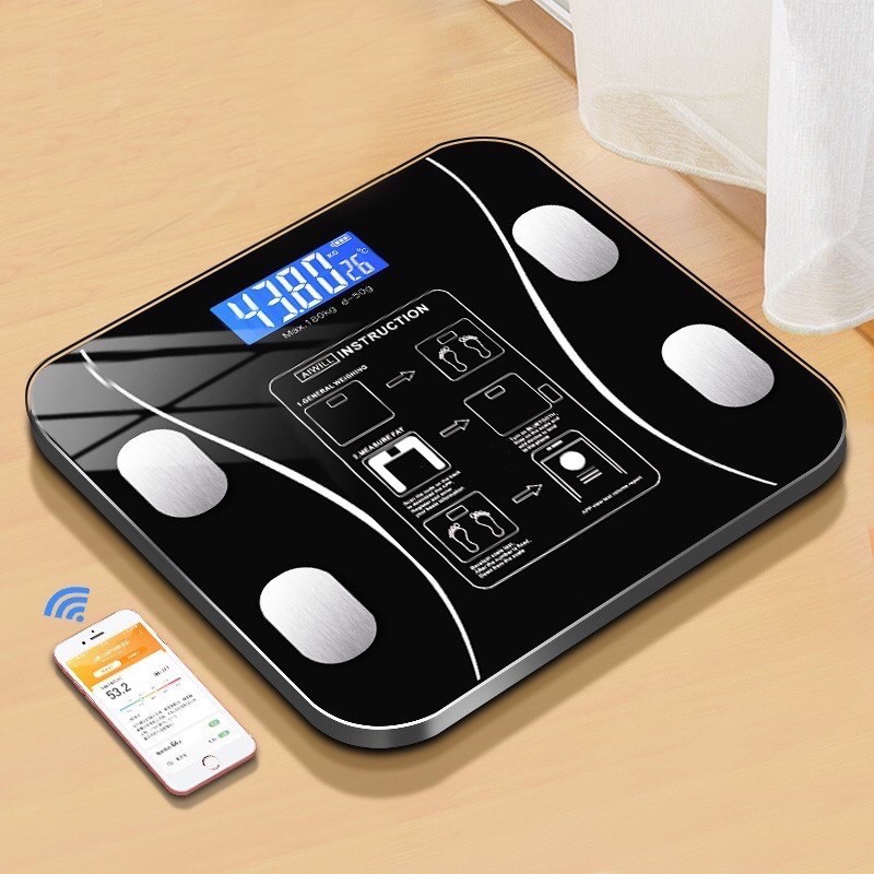 Bluetooth Rechargeable Scale Measure Body Fat Weight for Android iPhon