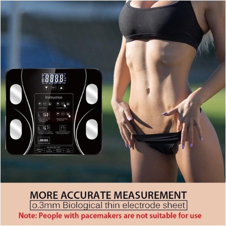 Bluetooth Rechargeable Scale Measure Body Fat Weight for Android iPhon