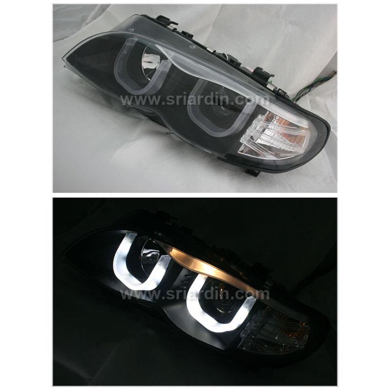 BMW E46 02-05 Black Projector Headlamp w Bar